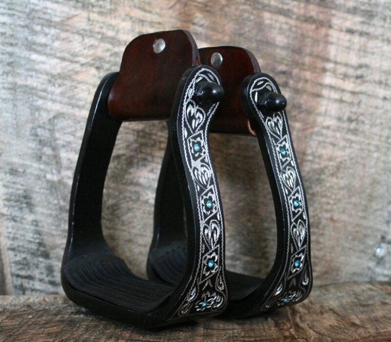 Alu stijgbeugels | gegraveerd | Hearts & Stones | Black