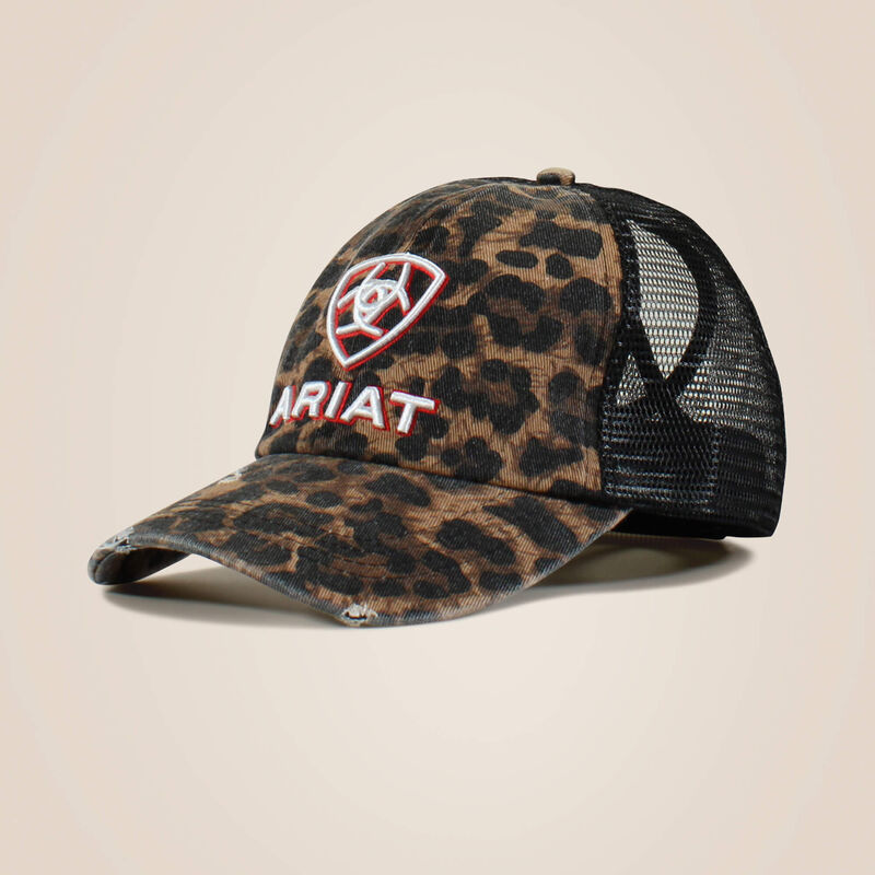 Ariat Embossed logo cheetah print cap