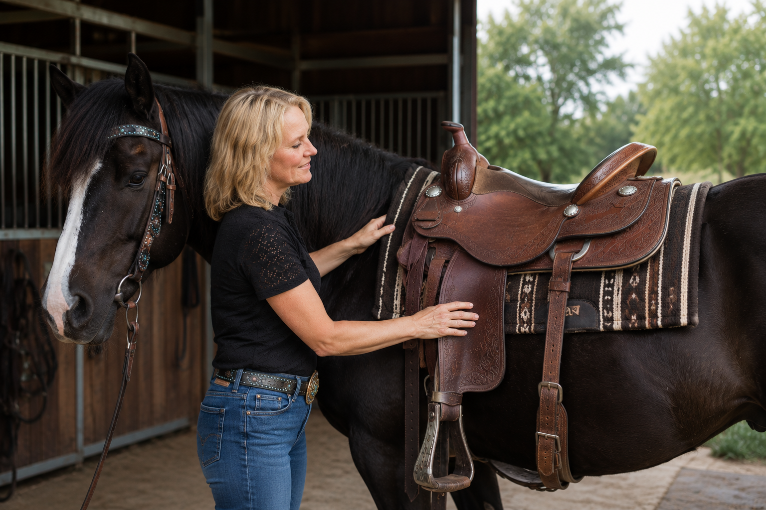 Beoordelen van de pasvorm van een westernzadel op een paard